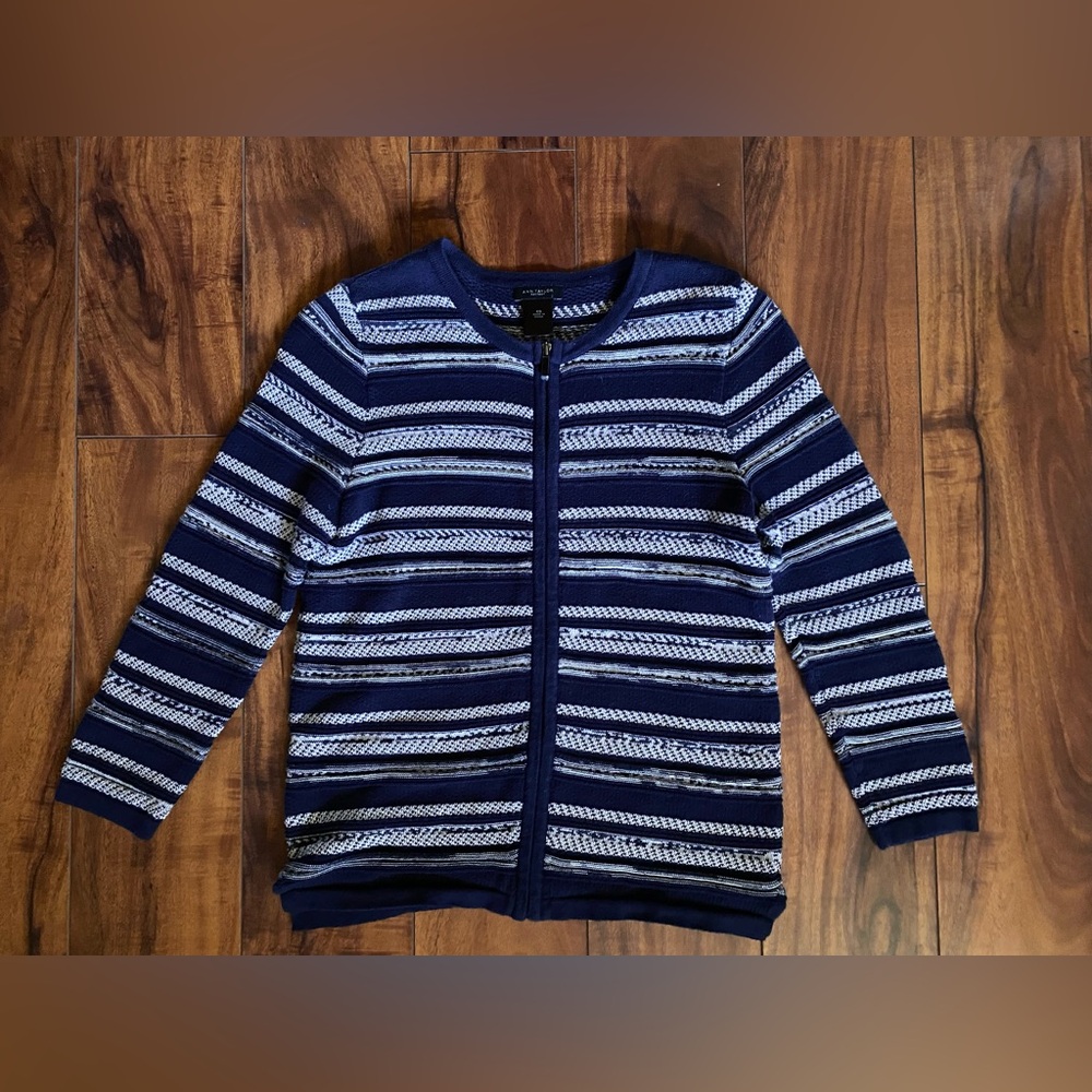Light Pink and Blue Ann Taylor Zip Up Sweater